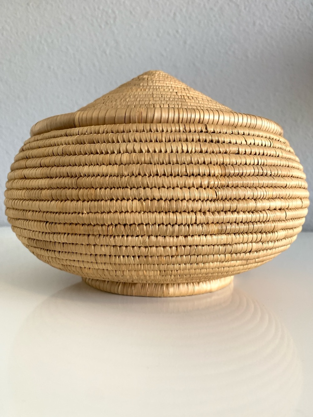 Handwoven Lidded Coil Basket Native Artisan Storage Home Decor